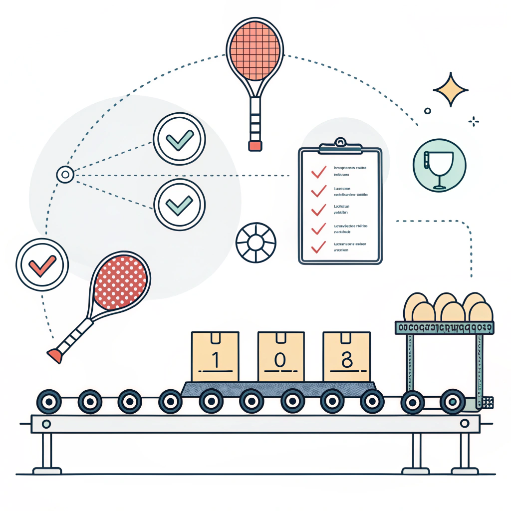 Minimal illustration showing paddle customization process and quality control in manufacturing