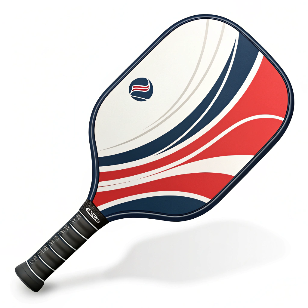 Simplified 2D illustration of a modern custom pickleball paddle for brand promotion