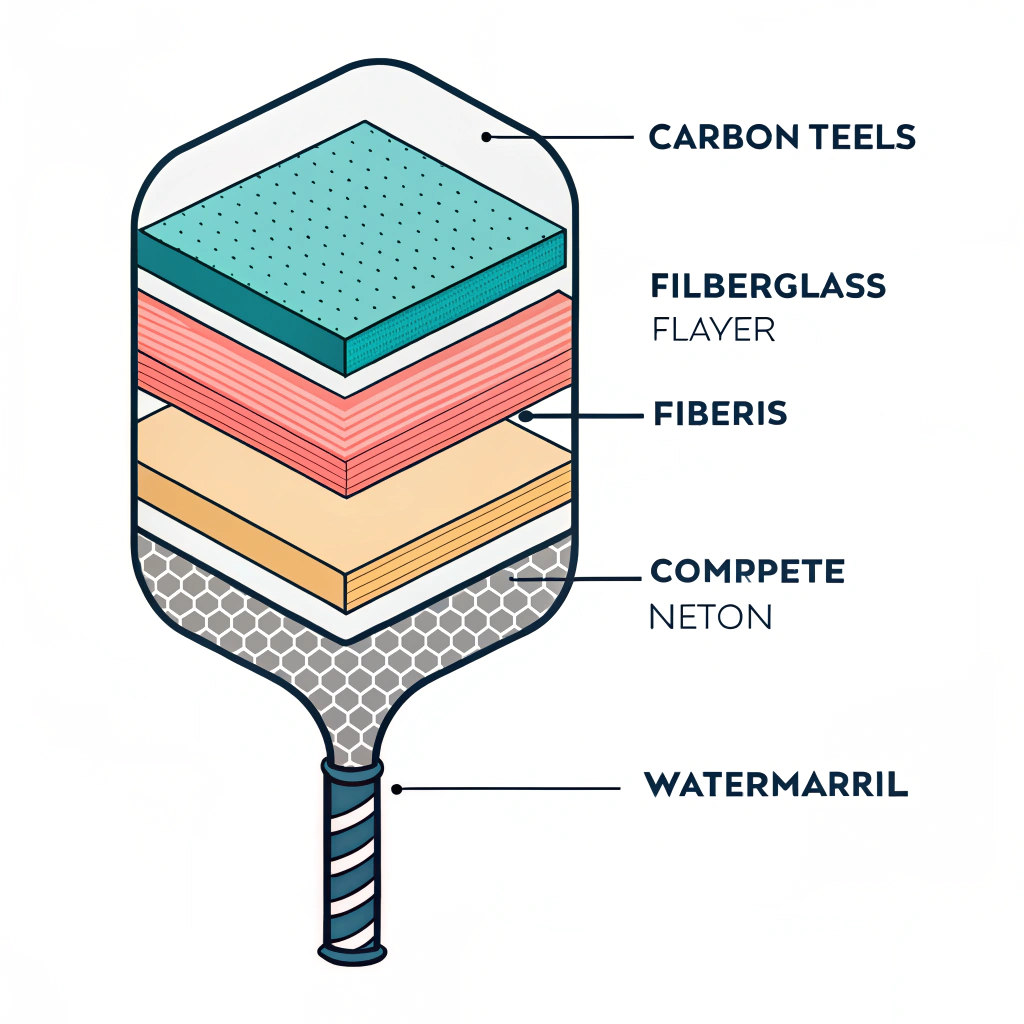 Simple flat illustration showing premium composite materials for paddle manufacturing