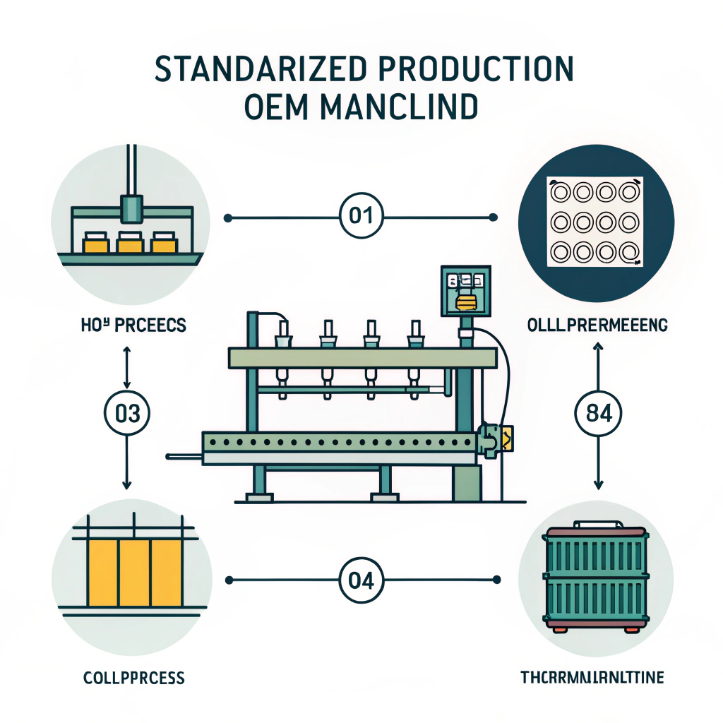 Minimal flat illustration of a streamlined production process in manufacturing