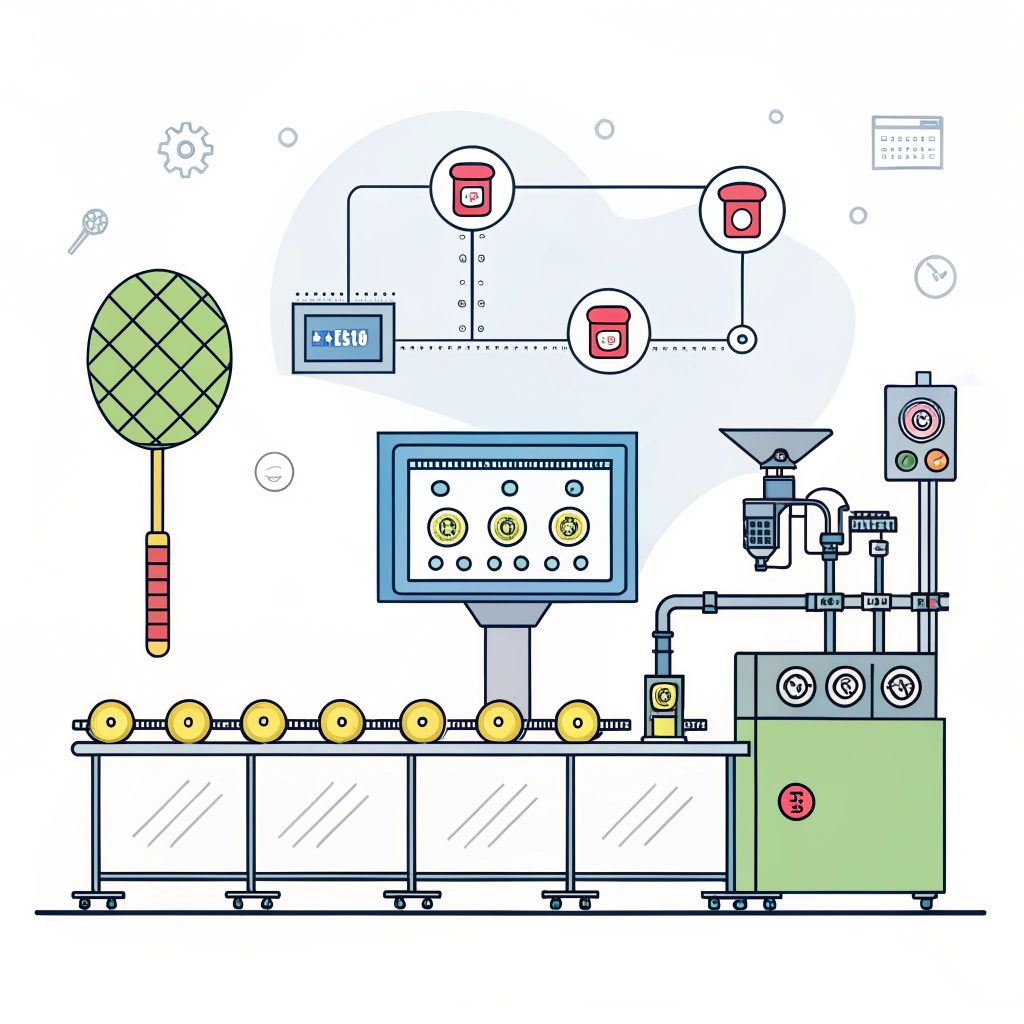 Minimal flat design of a digital automated paddle production line with sensors