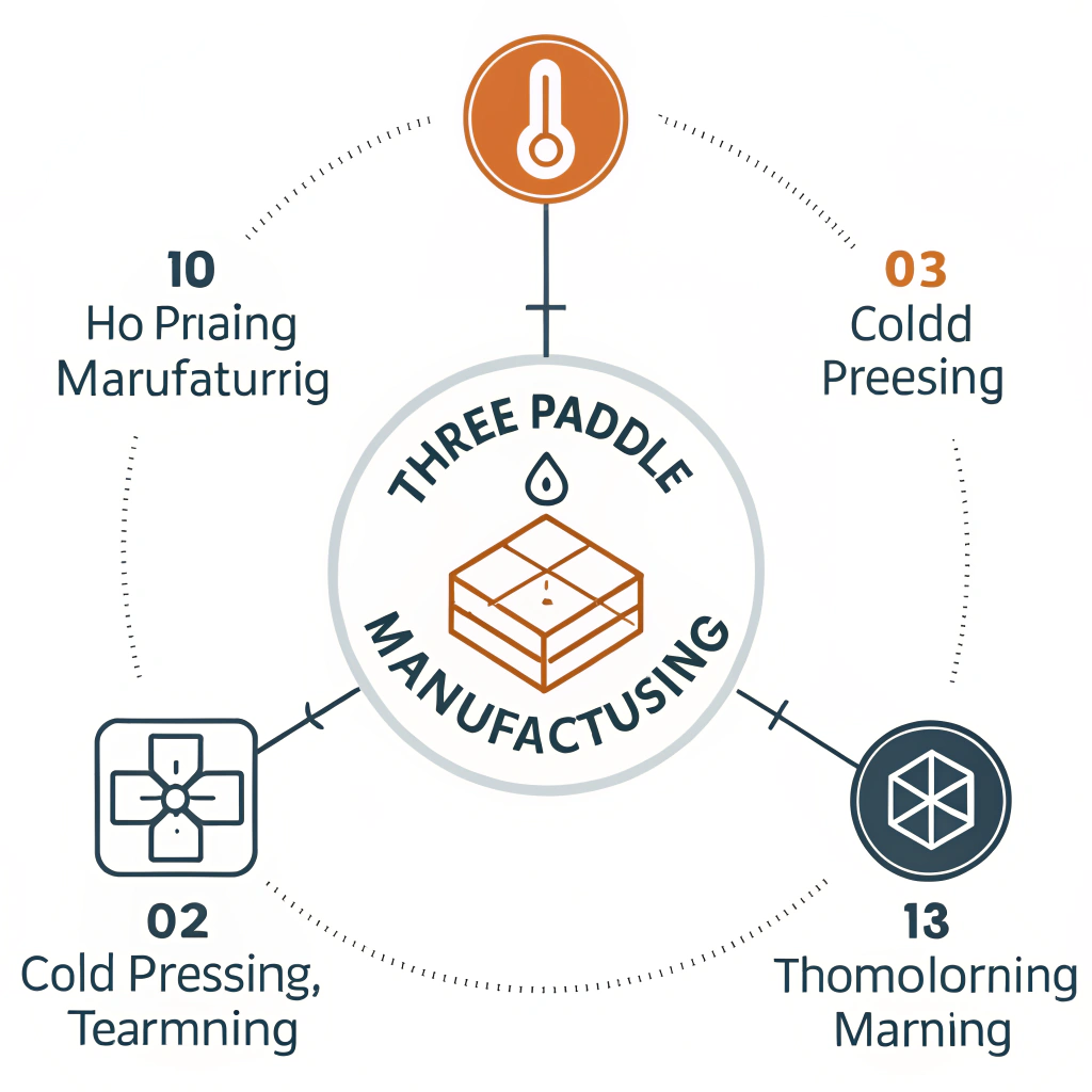 Minimalist diagram visually comparing hot pressing, cold pressing, and thermoforming.