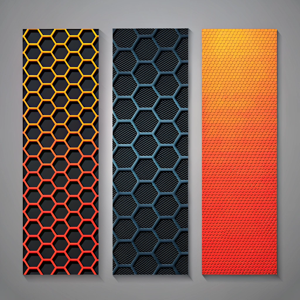 Minimalist digital art of carbon fiber textures and honeycomb core for paddle design