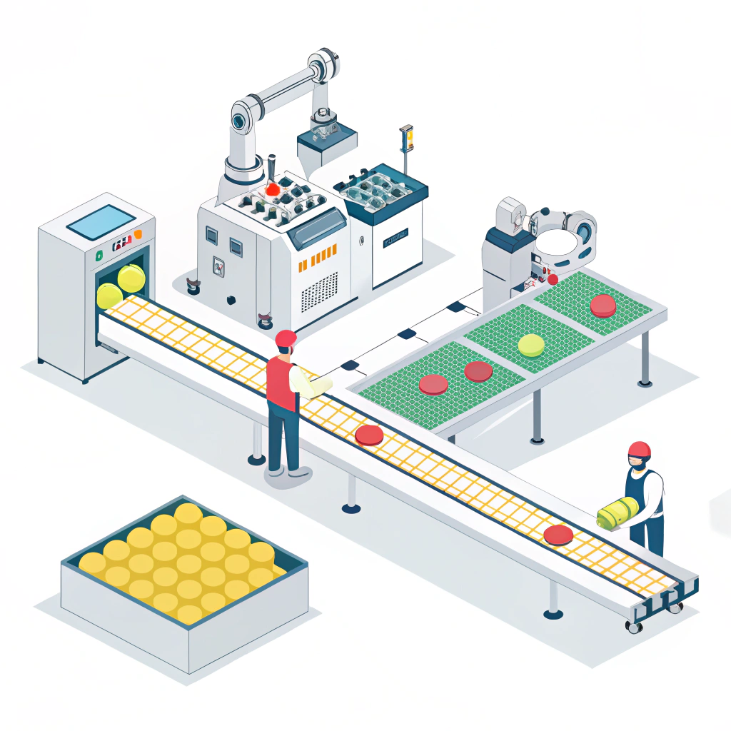 Minimal flat design of an automated pickleball paddle production system with robots and sensors