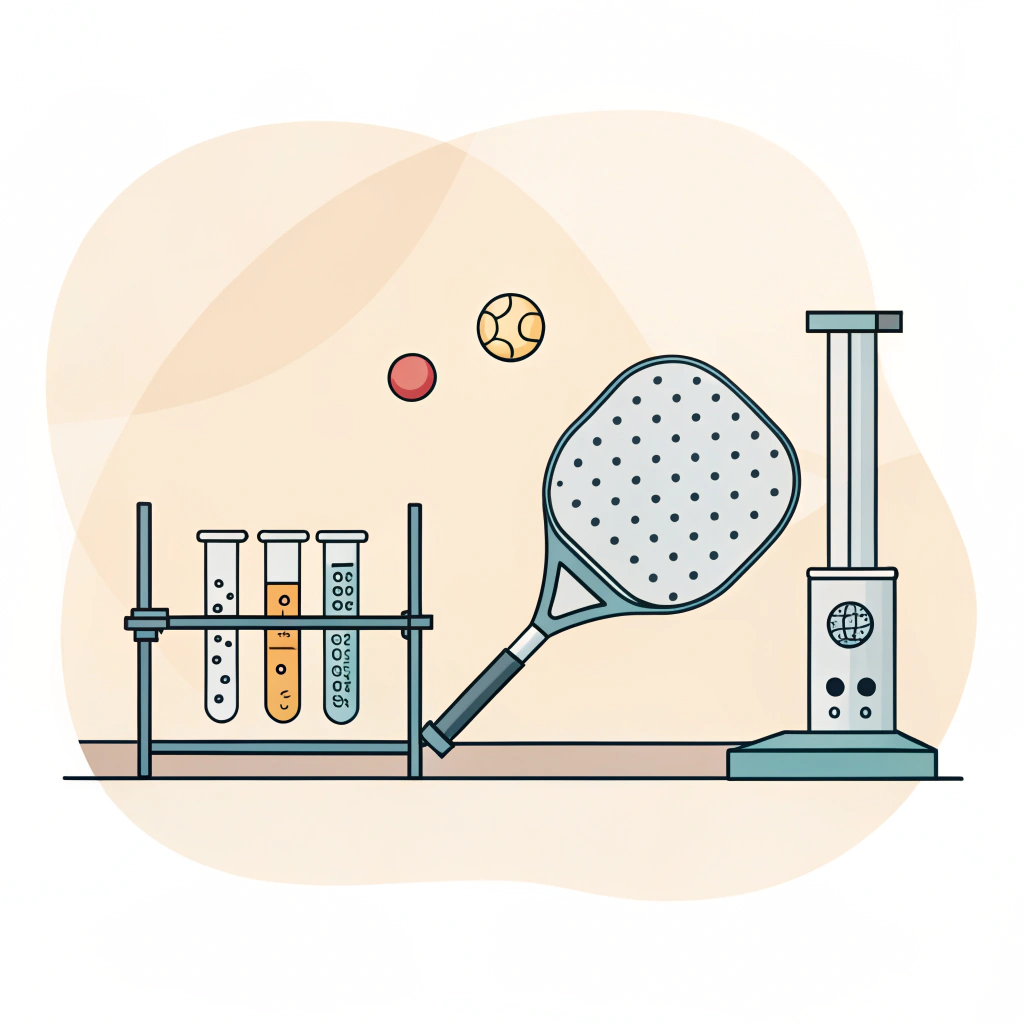 Minimalist illustration of a paddle tested in a lab environment with abstract instruments.