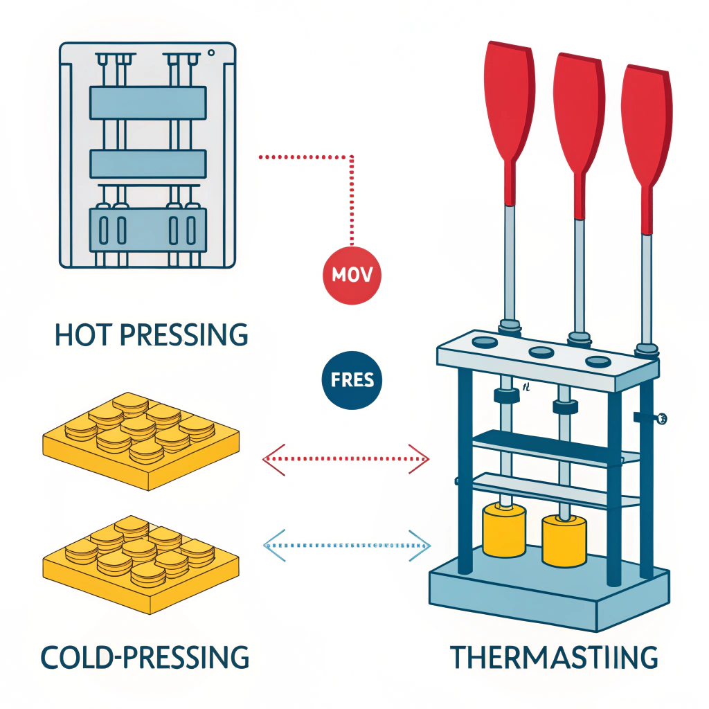 Clean flat design showing abstract manufacturing techniques for pickleball paddles