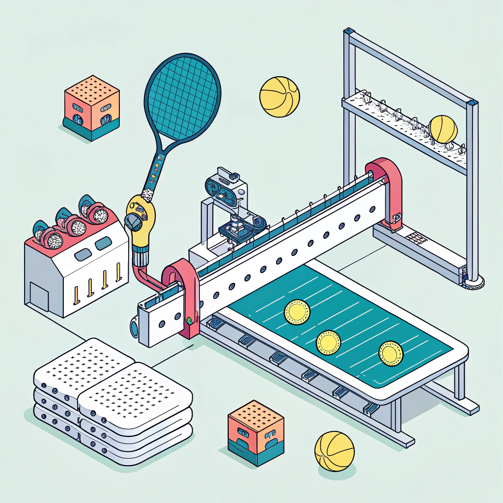Minimal 2D illustration of innovative pickleball paddle production process