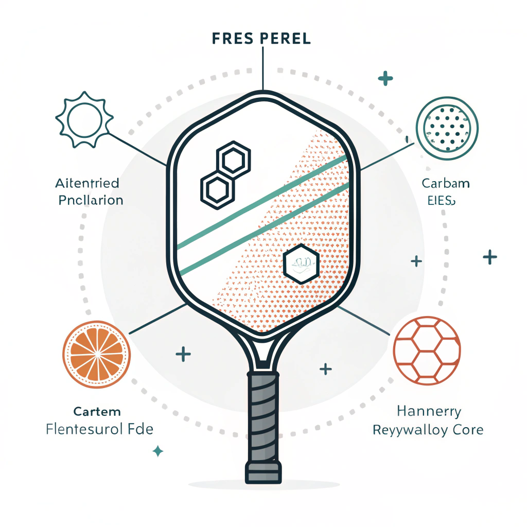 minimalist 2D illustration of a high-performance futuristic pickleball paddle
