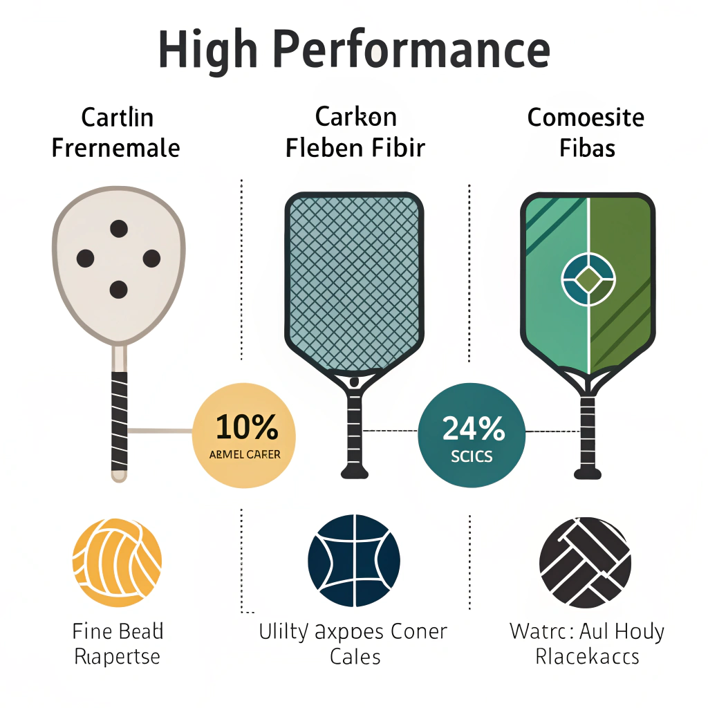 Clean 2D visual comparing diverse paddle materials and their quality features