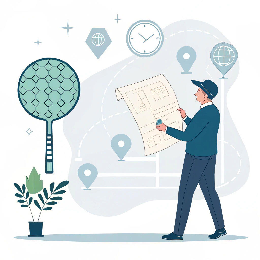 Minimalist 2D illustration of a business analysis with a pickleball paddle.