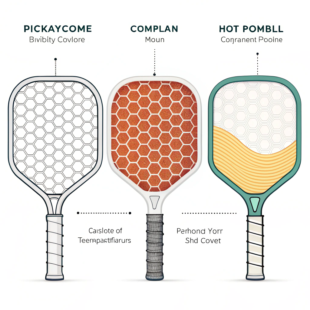 Minimalistic flat design showing three abstract pickleball paddle cores in a balanced composition.