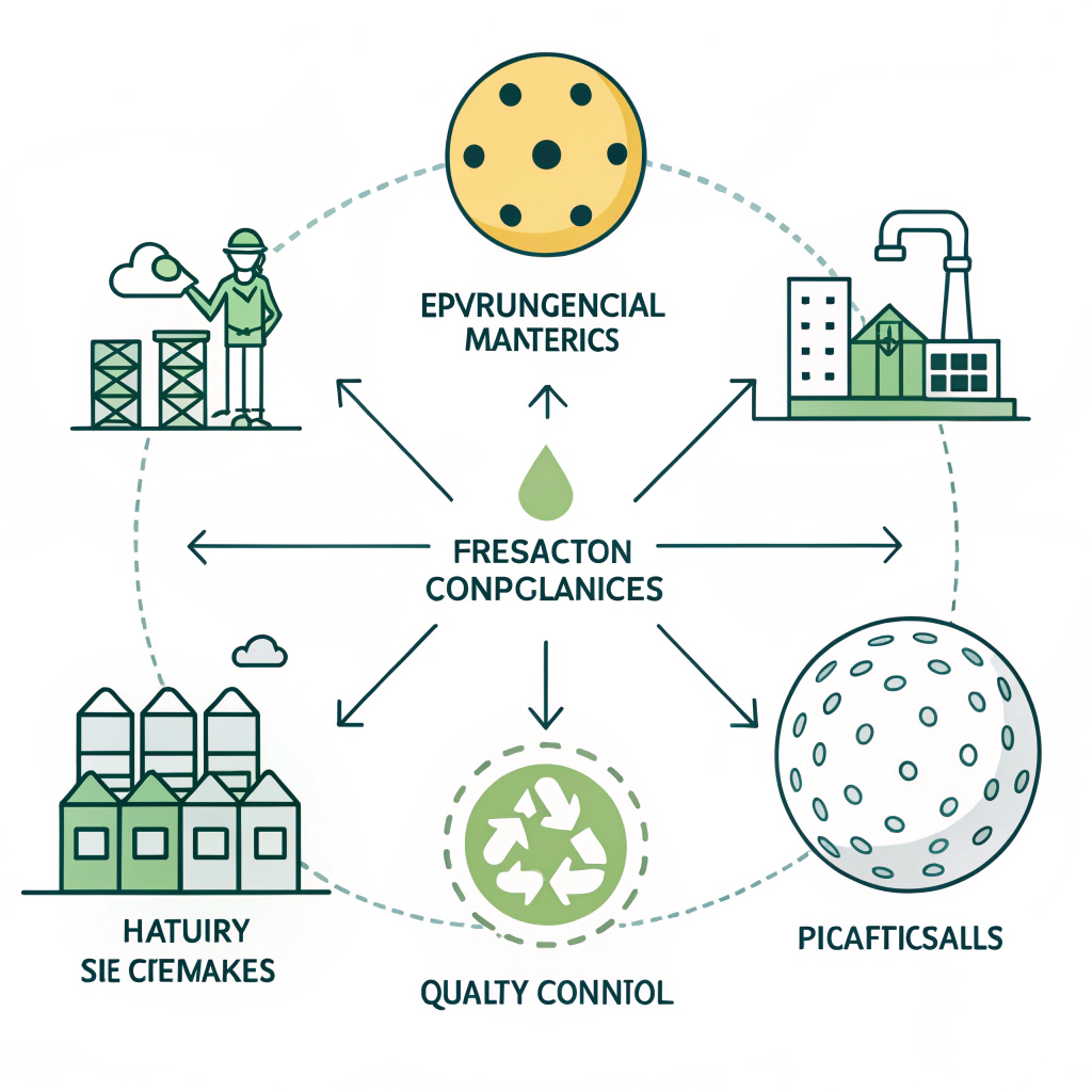 Simple illustration symbolizing production challenges and compliance in pickleball manufacturing.