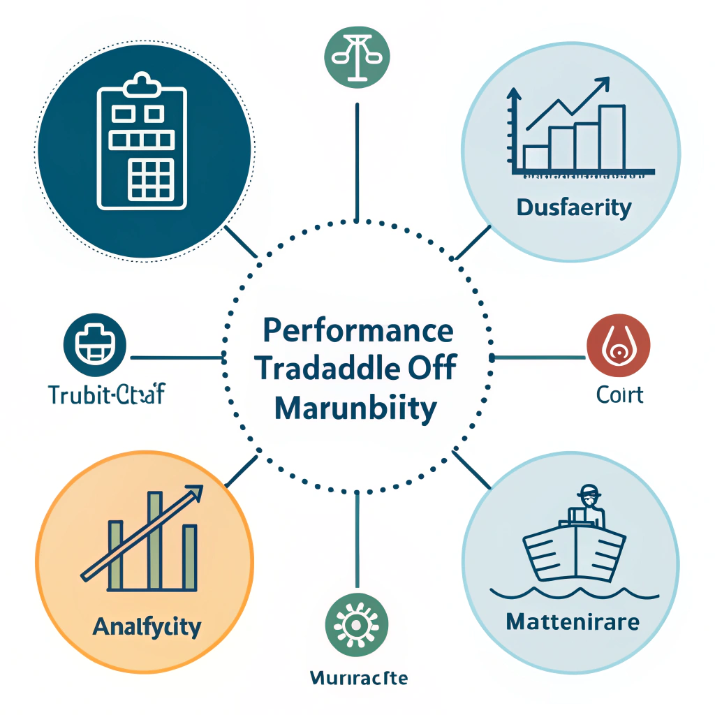 Abstract minimalist infographic depicting balance, durability, and performance trade-offs in paddle manufacturing.