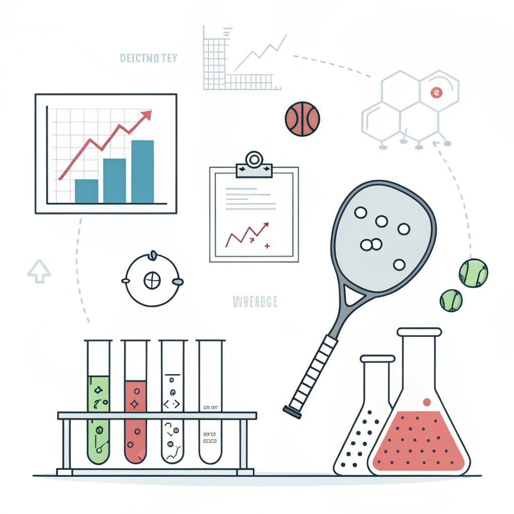 2D illustration of lab testing and analysis for pickleball paddle performance