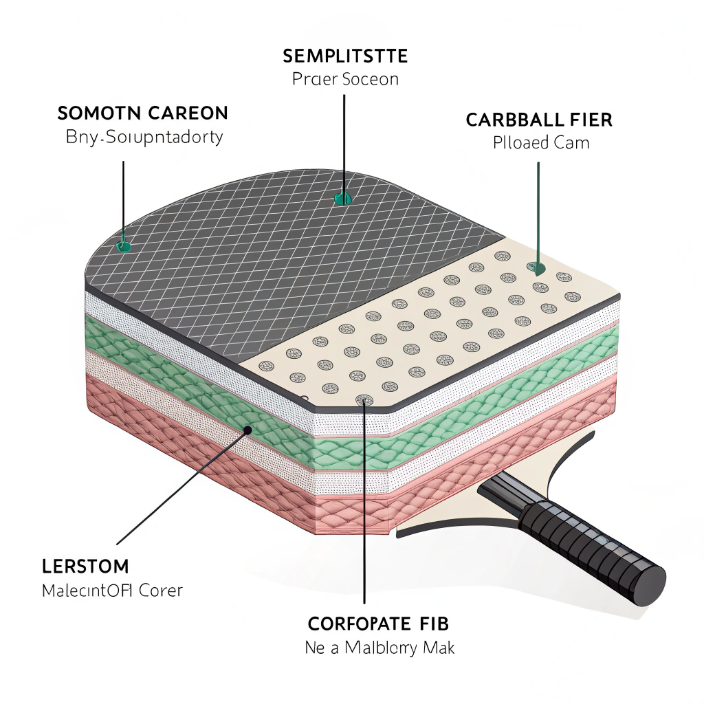 minimal 2D illustration of layered advanced materials in paddle design