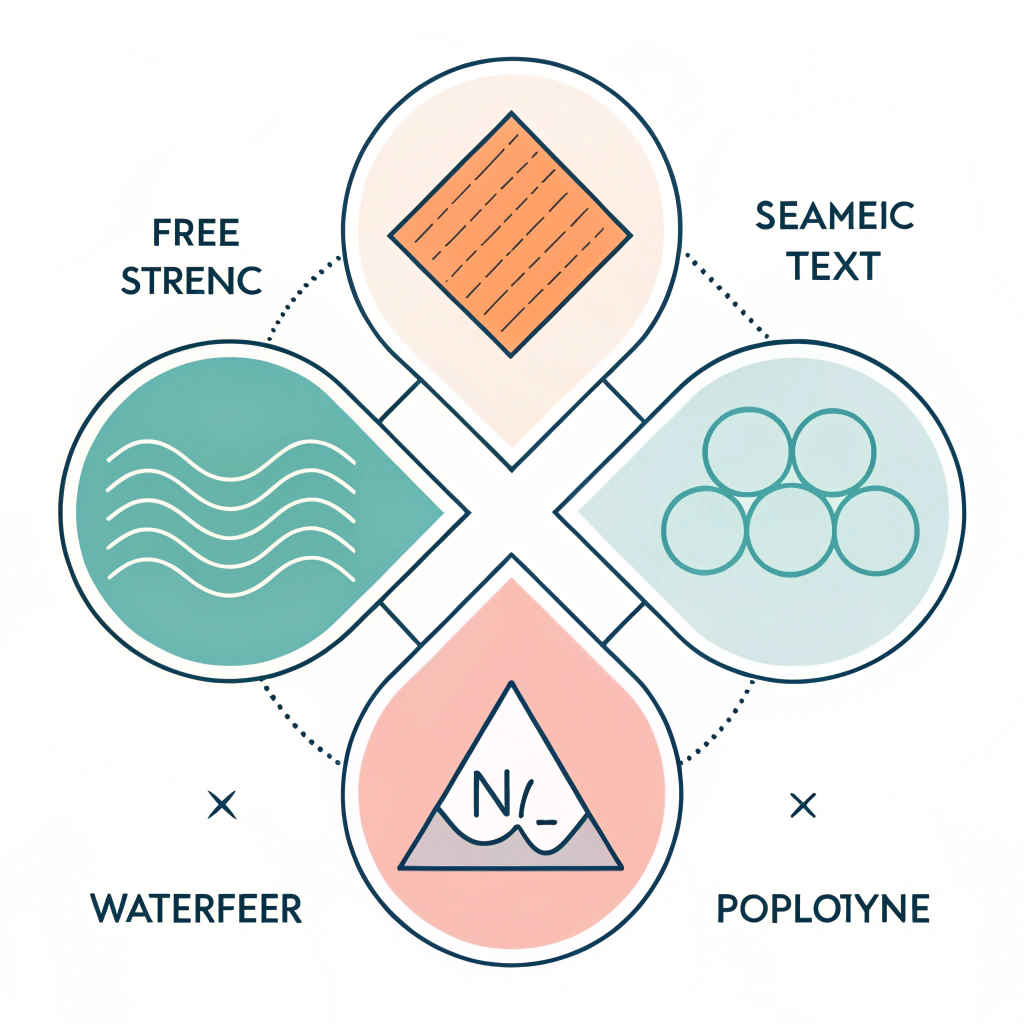 Minimalist illustration of abstract icons representing four paddle cover materials.