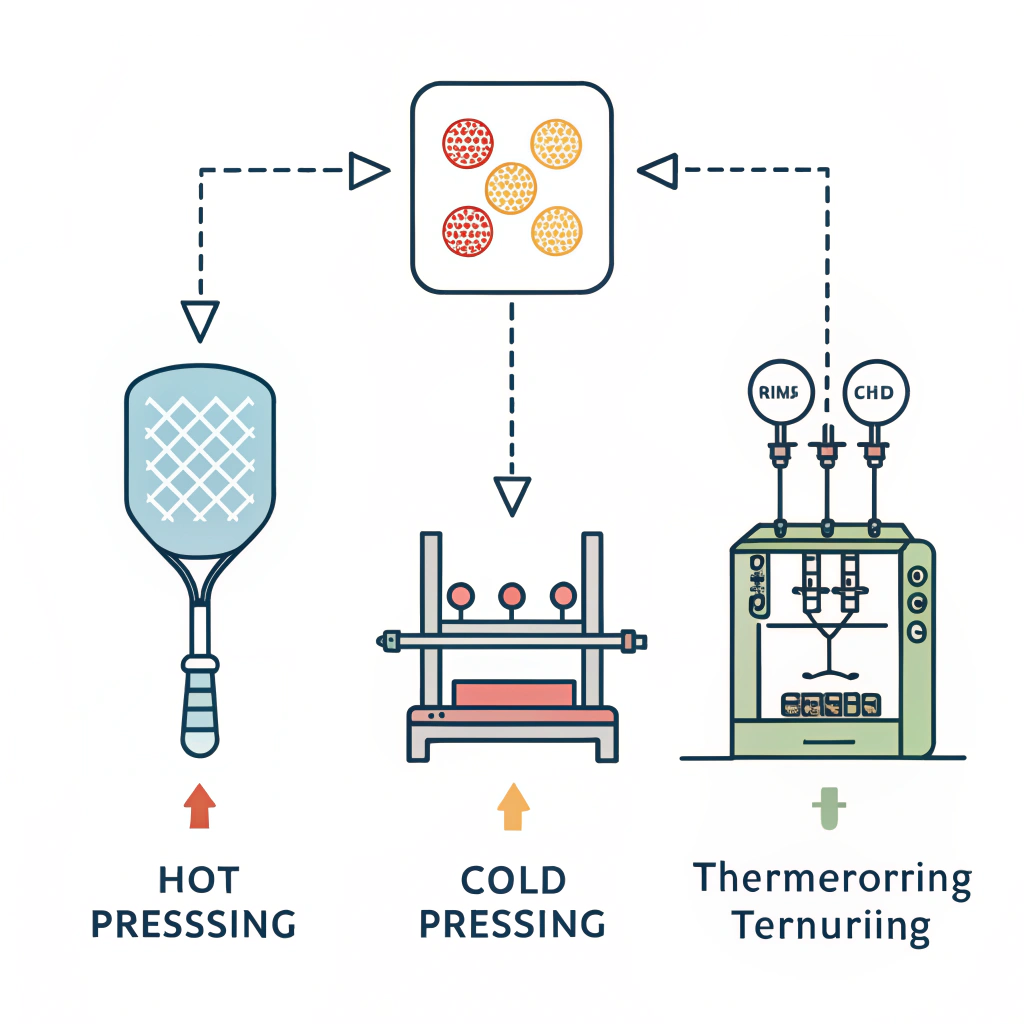 Minimal flat illustration depicting three paddle production methods in simple style