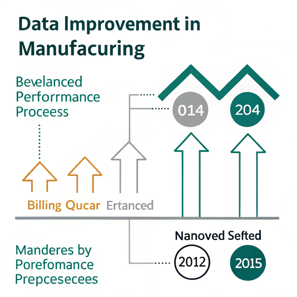 2D minimalist infographic showing abstract improvement in manufacturing data