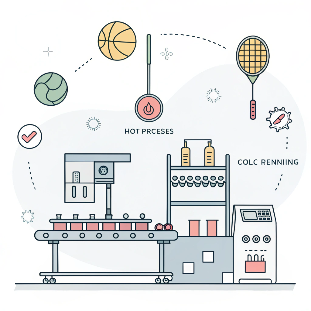 Simplified illustration showing streamlined pickleball manufacturing processes and quality checks.