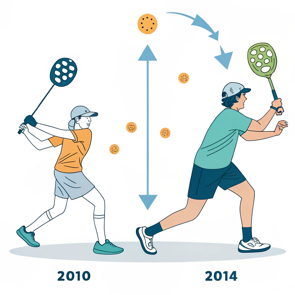 Simple flat design showing evolution from backyard play to high-performance pickleball