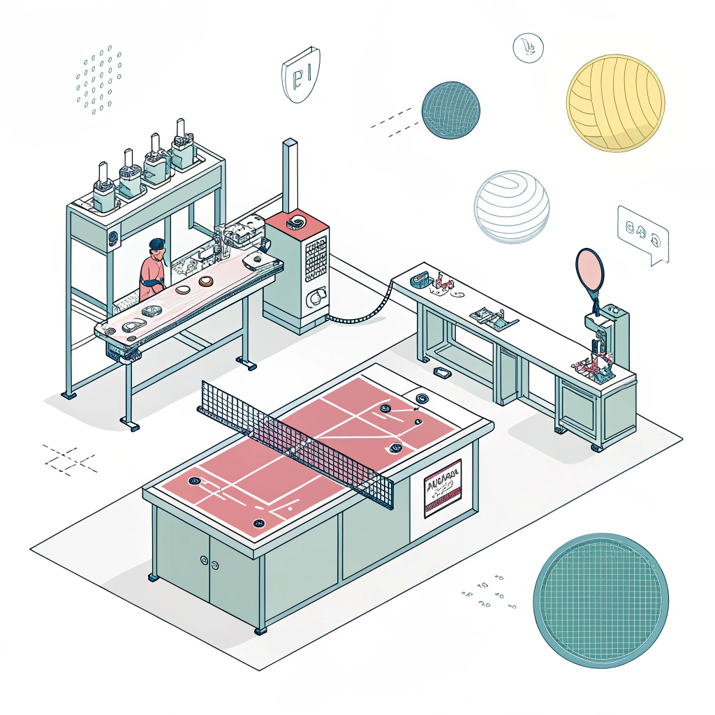 Minimalist abstract illustration of advanced pickleball manufacturing processes