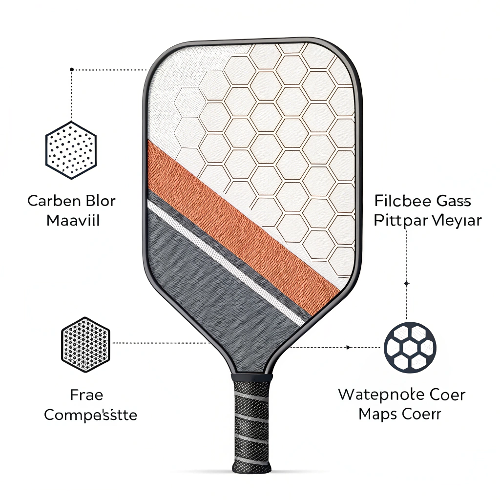 Minimal illustration of layered composite materials used in pickleball paddles.