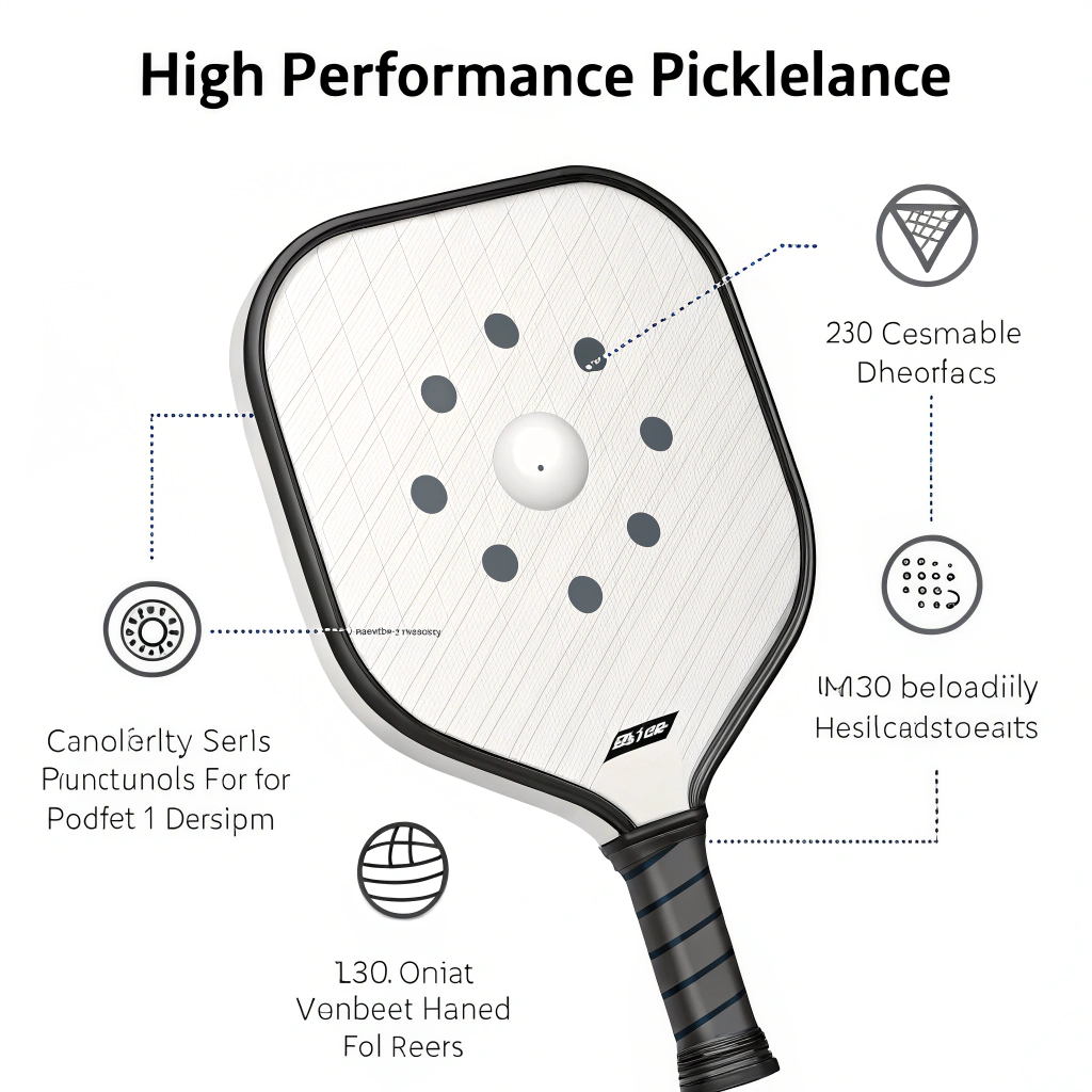 Minimalistic illustration of a pickleball paddle highlighting surface finishing details