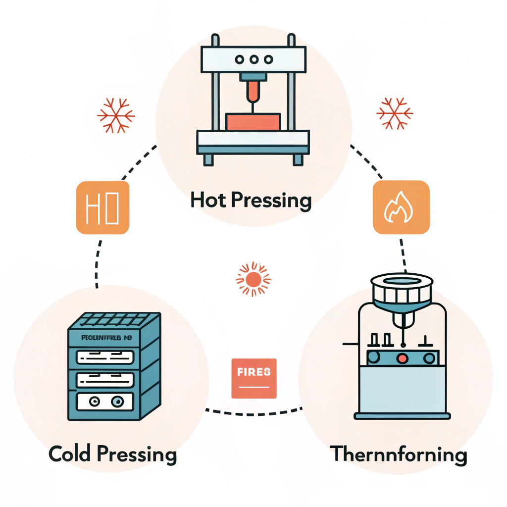 Minimalist 2D depiction of three manufacturing techniques for paddle production