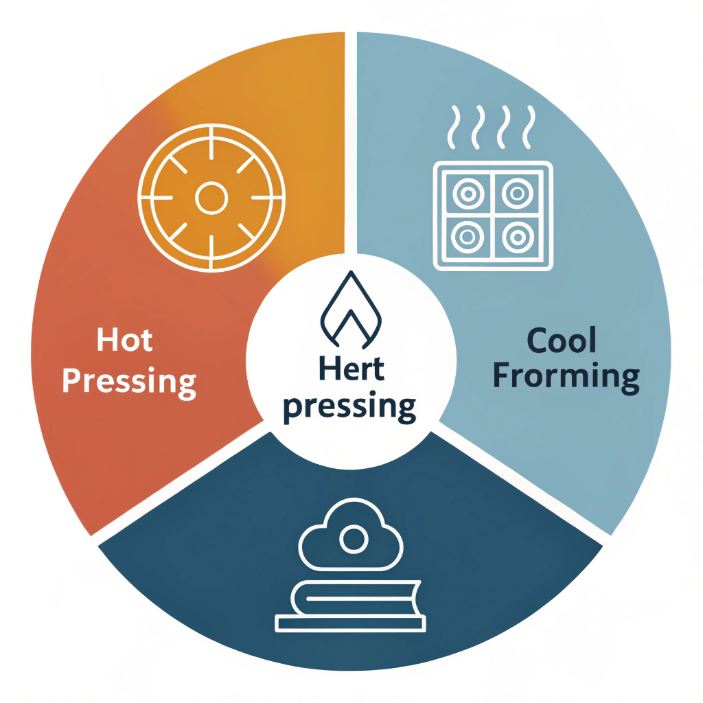 Clean flat design illustration showing three production methods for pickleball paddles.