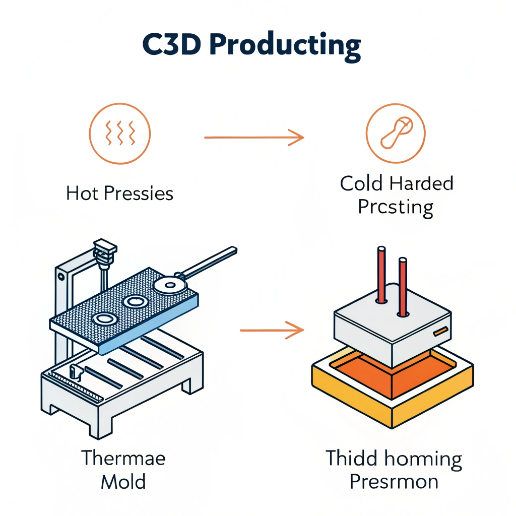 "Clean flat illustration showing three production methods with simple icons in minimalist style."