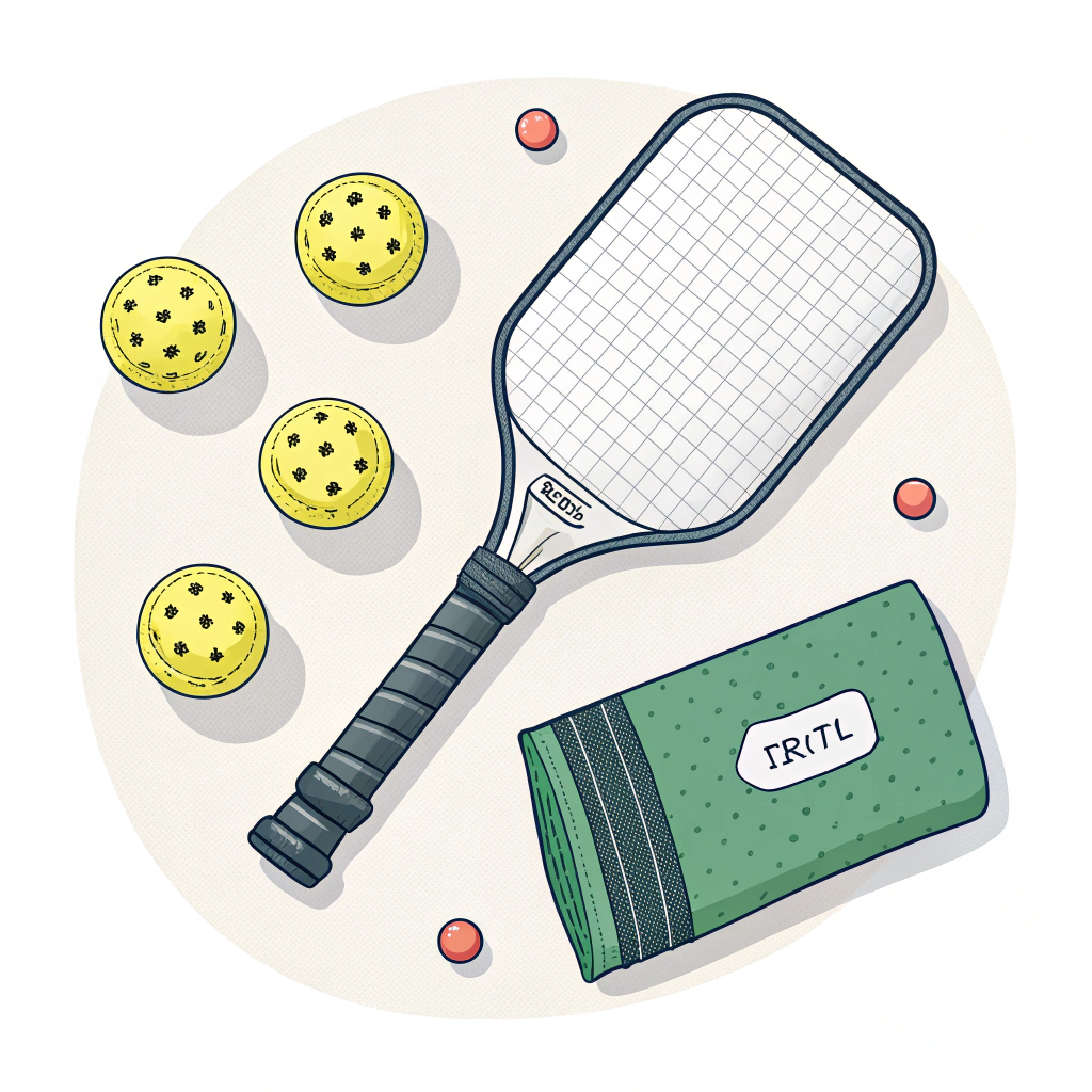 minimalistic flat design of a pickleball bundle with accessories