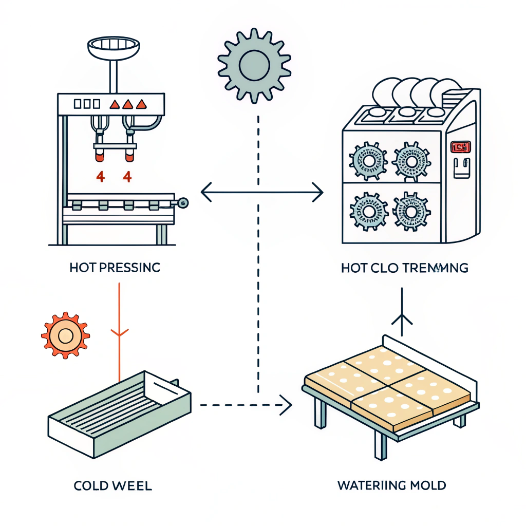 Minimalist diagram illustrating three manufacturing methods for pickleball paddles