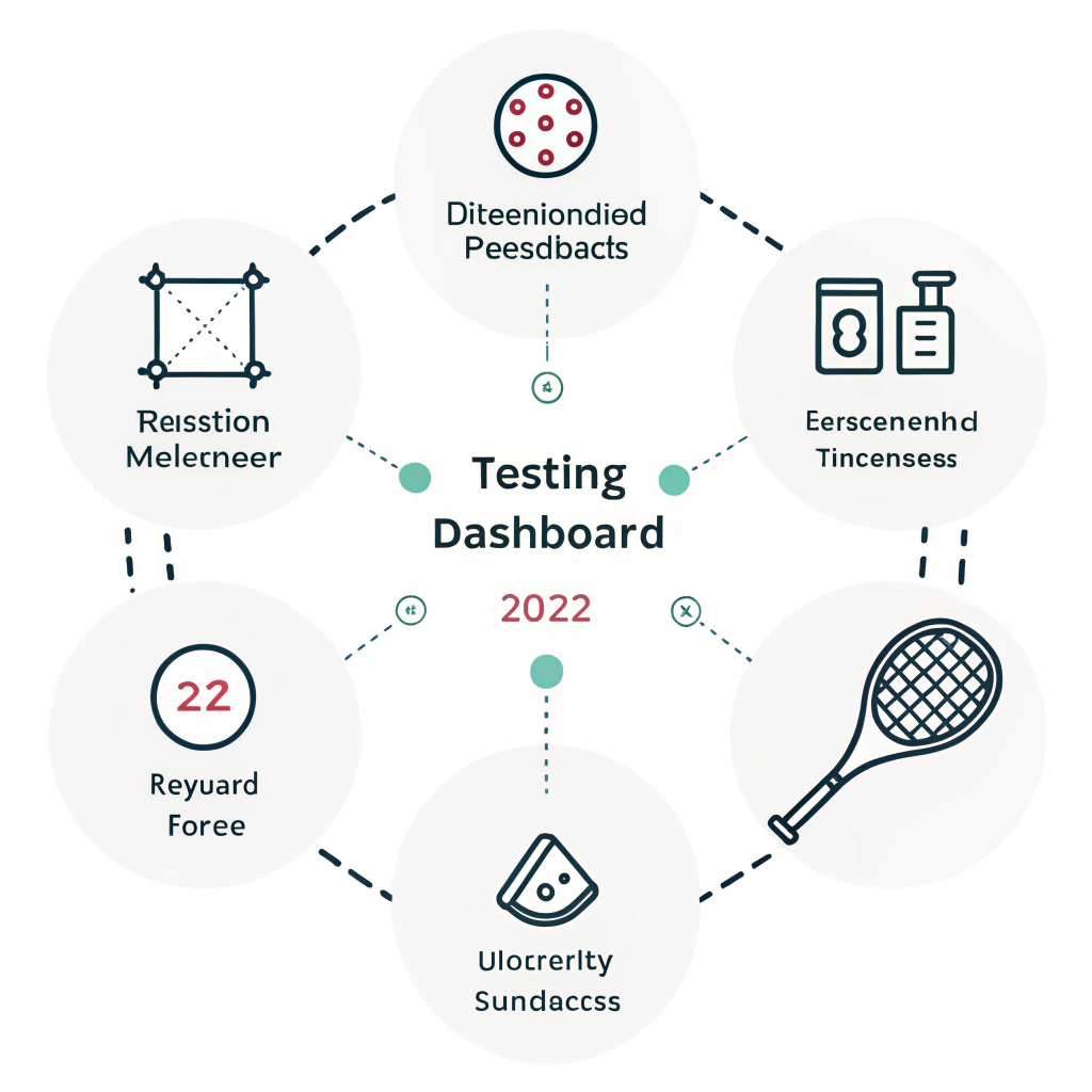 2D minimalistic illustration showing paddle testing icons and abstract measurement elements