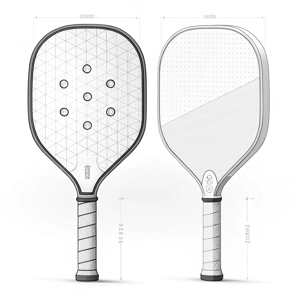 Minimalist 2D illustration of a pickleball paddle and padel racket side by side.