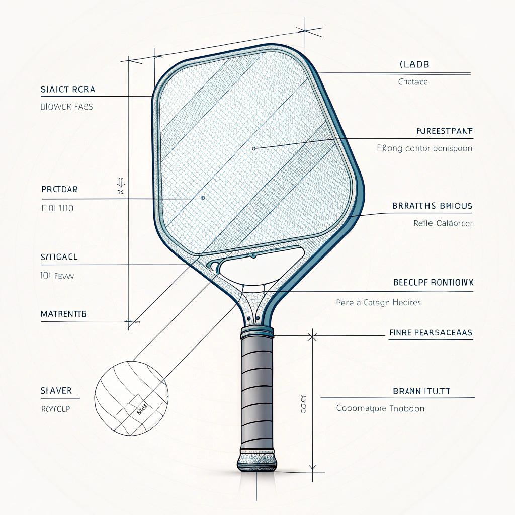 Minimalist 2D illustration of a futuristic high-performance pickleball paddle