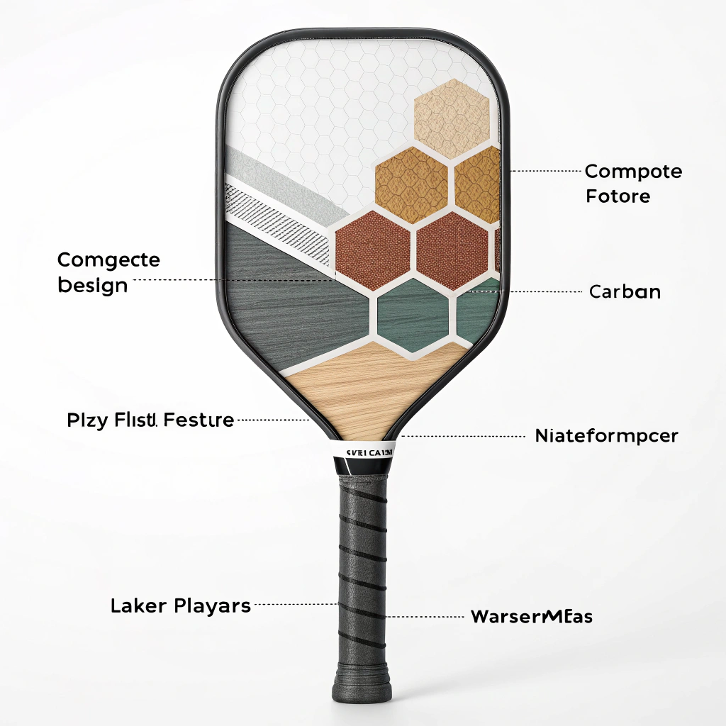 Simplified illustration of a layered hybrid composite pickleball paddle grip in flat style
