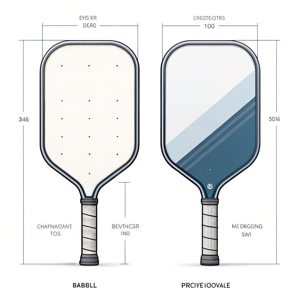 2D flat illustration of two contrasting pickleball paddle designs