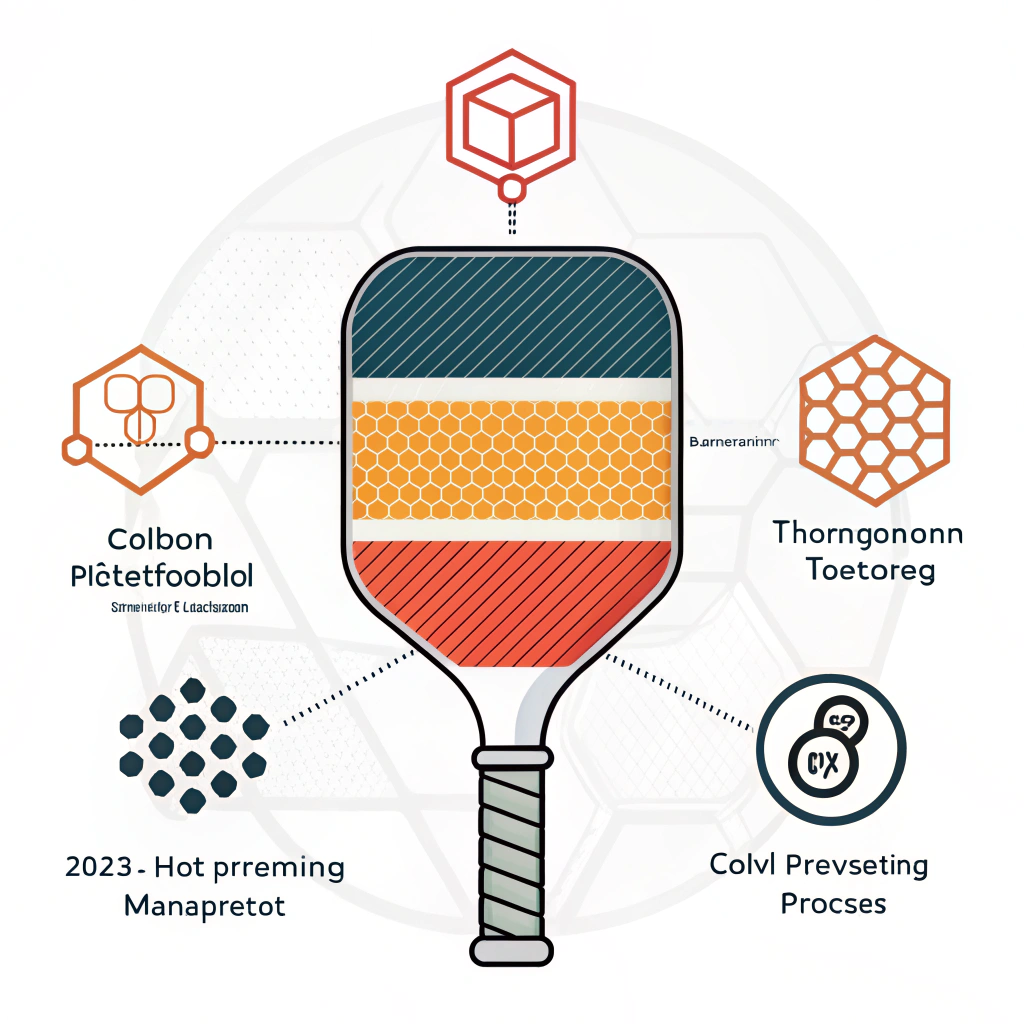 Minimal 2D illustration of advanced paddle production processes using abstract shapes.