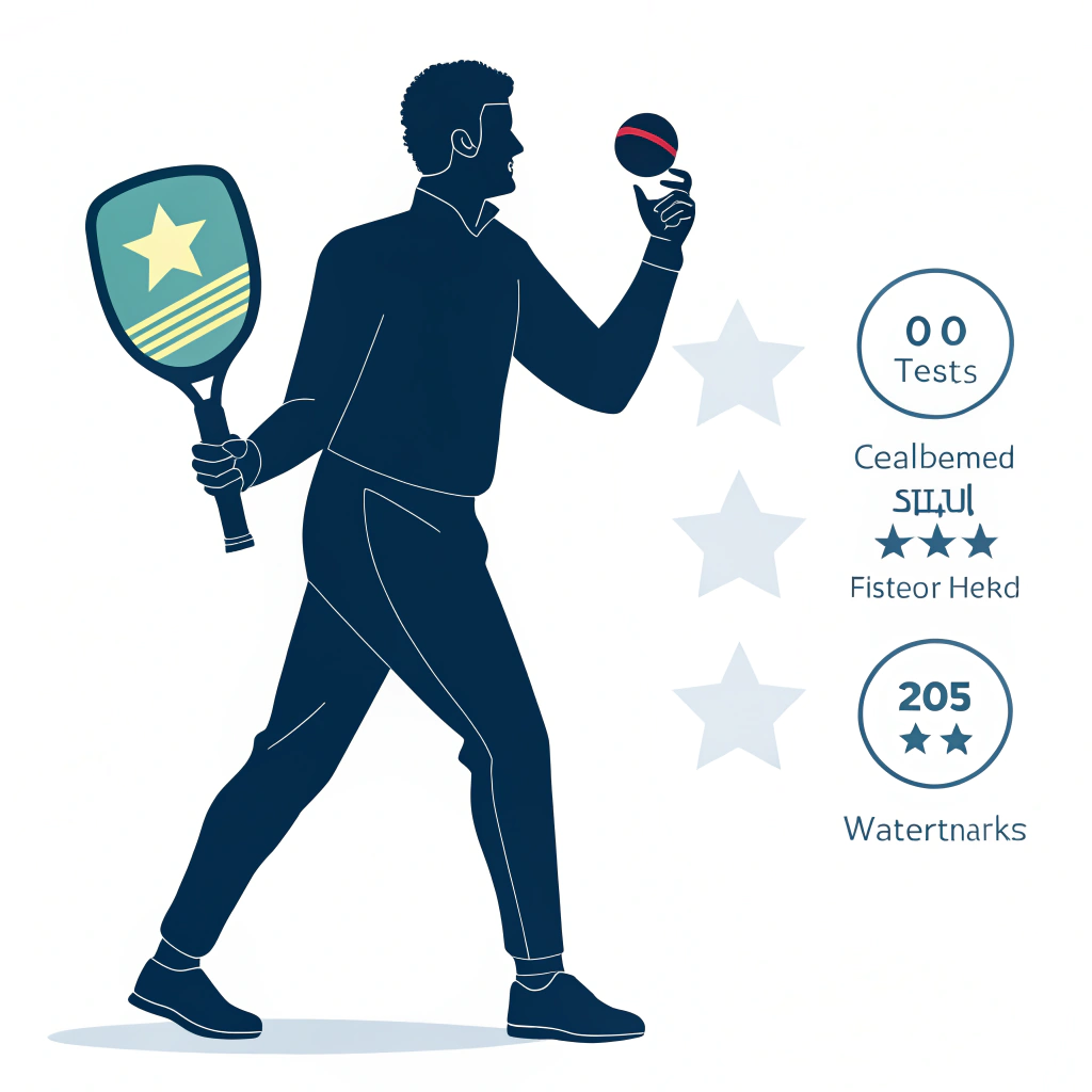 Minimal illustration of a celebrity endorsing a high-performance pickleball paddle