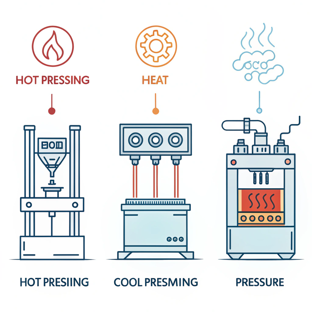 flat design depiction of manufacturing processes in pickleball paddle production