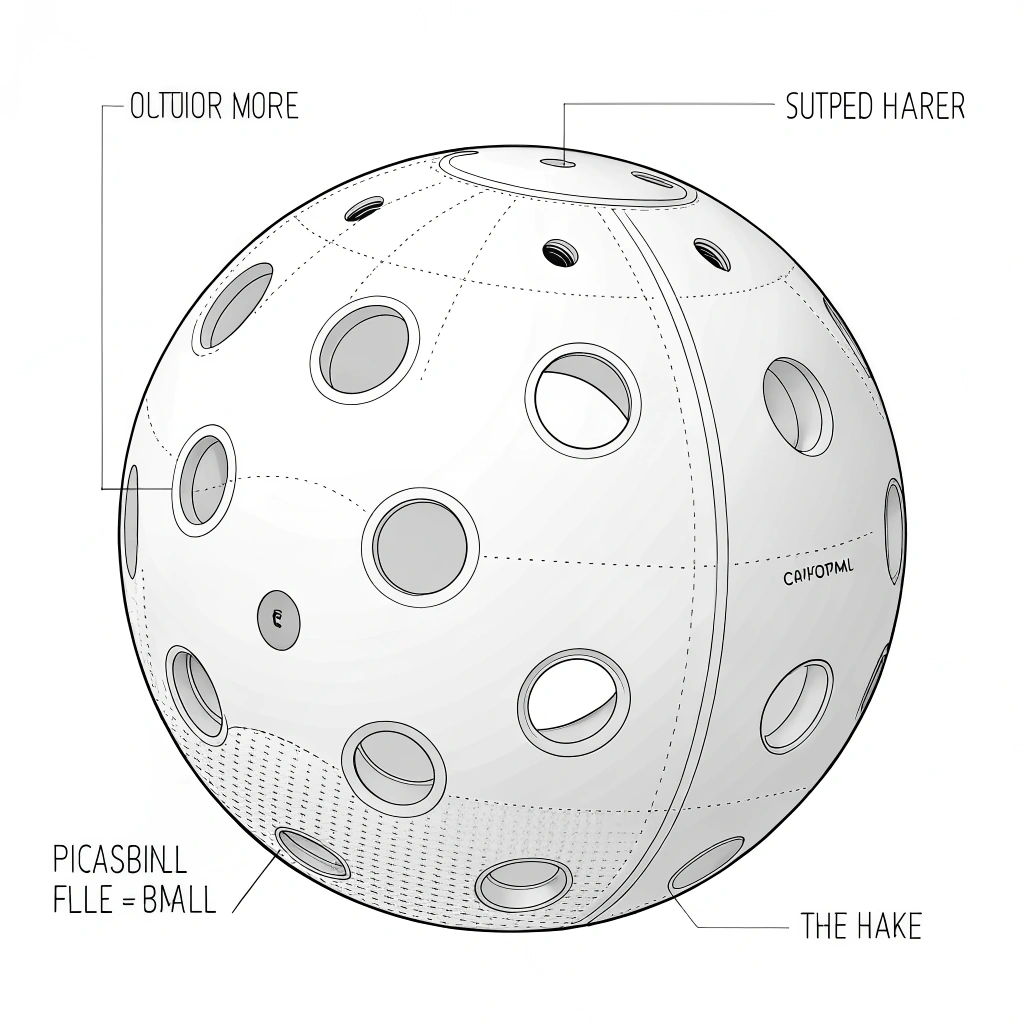 Minimalist schematic showing the internal structure and hole design of a pickleball ball