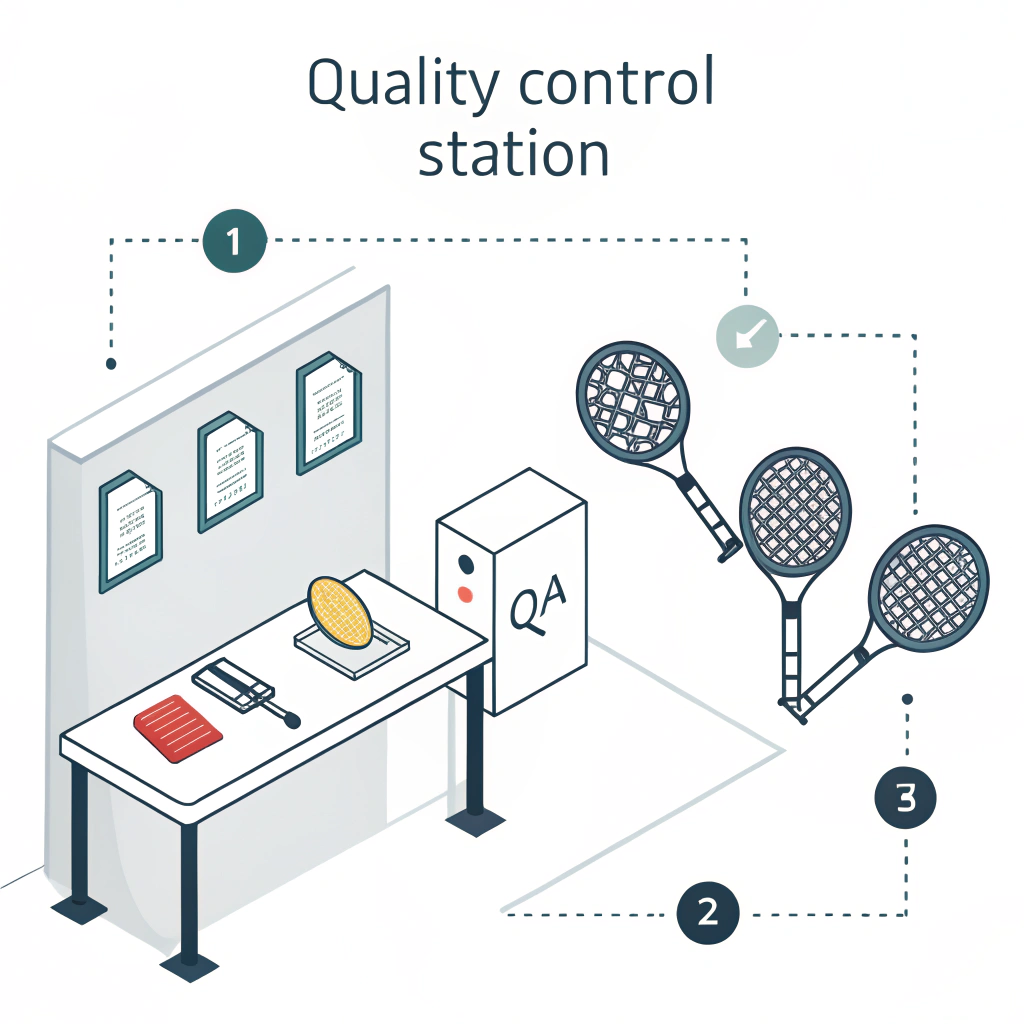 Minimal flat illustration of quality control for custom pickleball paddles