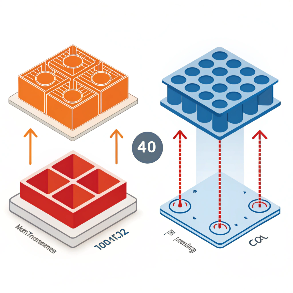Minimalist depiction of two contrasting production methods for paddle core materials.