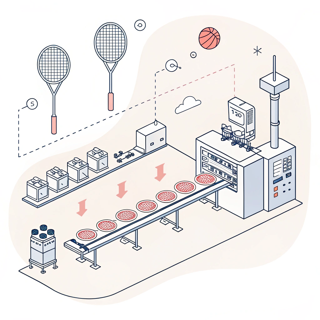 Simple abstract illustration of production processes for pickleball paddle manufacturing