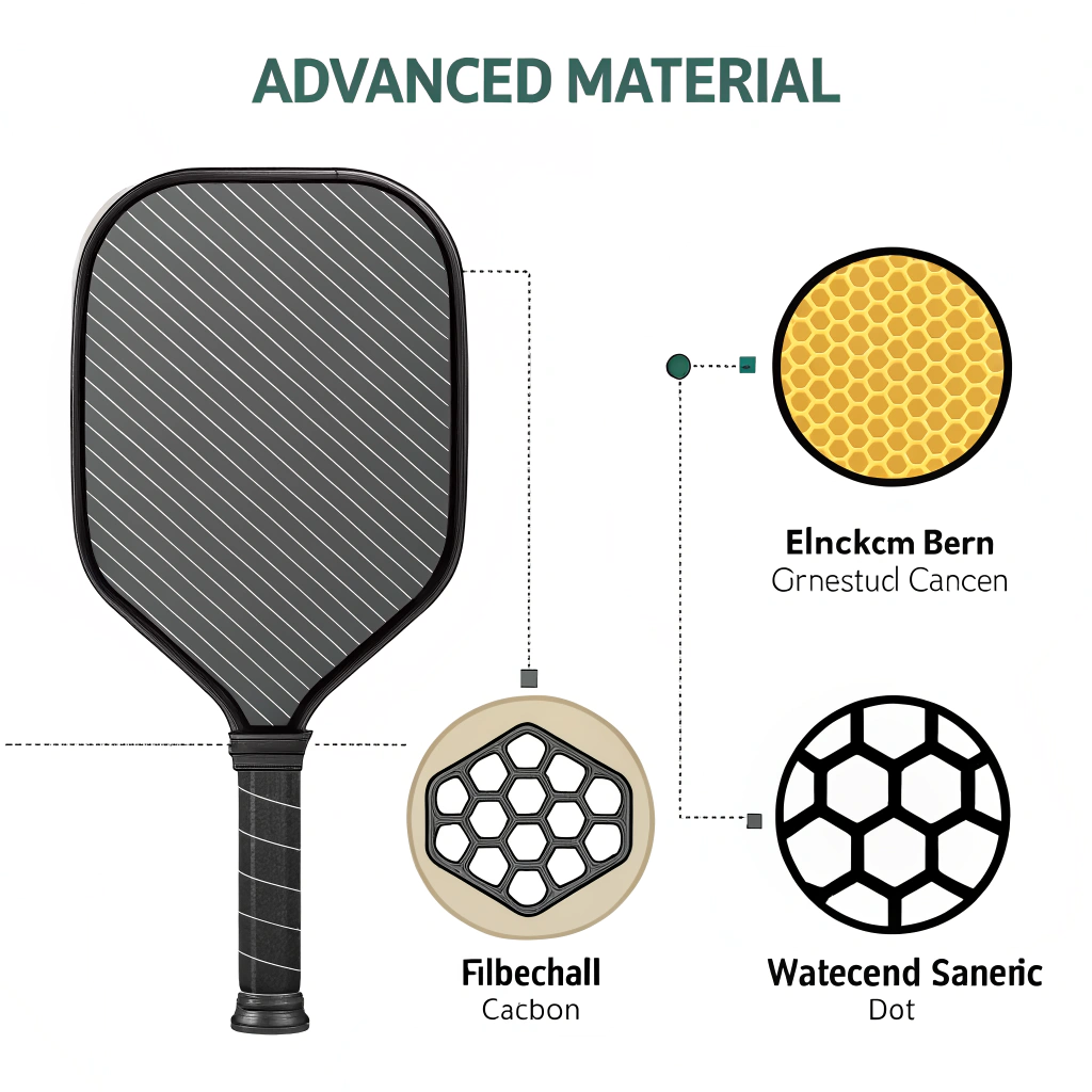 Simple illustration of paddle material textures and honeycomb core design
