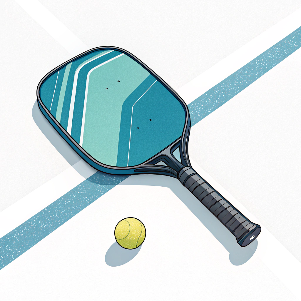 Minimalist flat illustration of a modern edgeless pickleball paddle