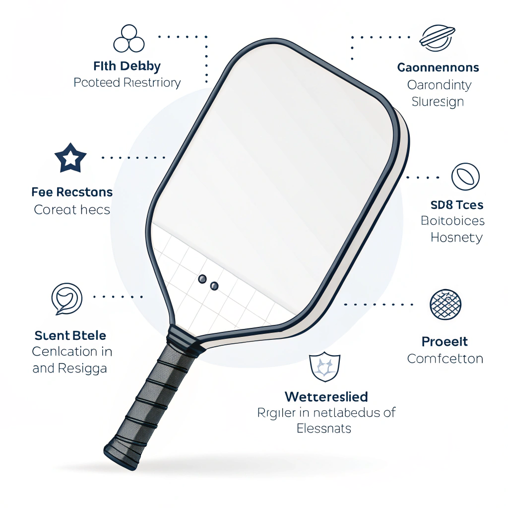 Simplified 2D artwork showing a sleek pickleball paddle symbolizing quality and innovative manufacturing.