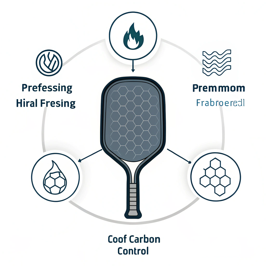 Minimalist 2D illustration showing modern paddle production and material processes.