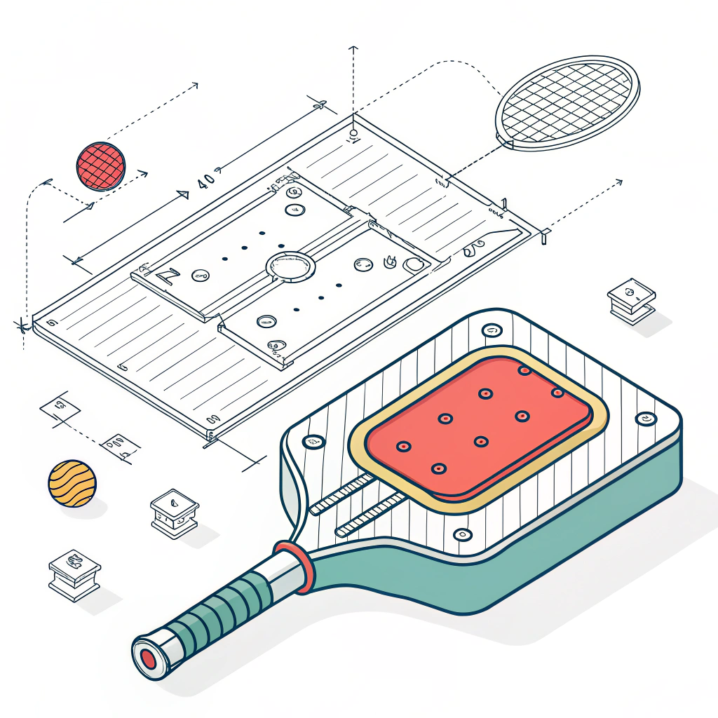 Minimal 2D vector image showing advanced pickleball mold precision manufacturing process