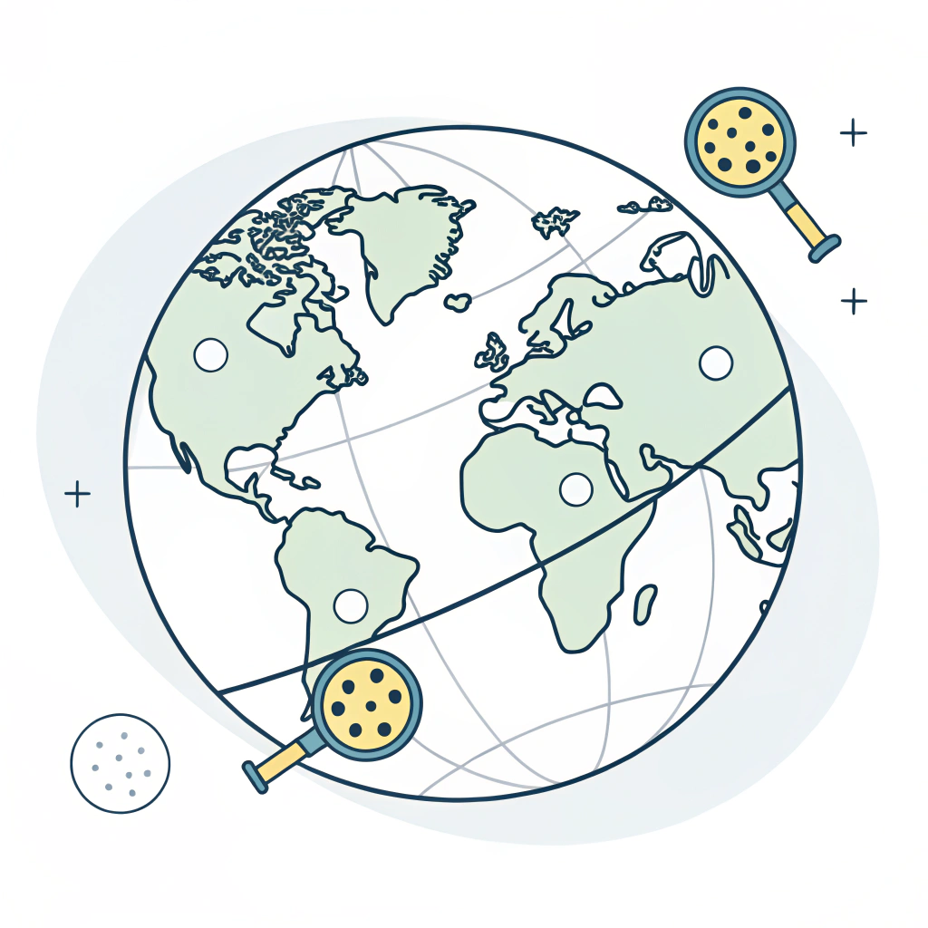 Minimal illustration of a globe with pickleball icons highlighting global sports trends
